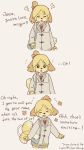  2018 angry animal_crossing anthro black_eyes black_nose blonde_hair blush canine clothed clothing coat dialogue dog eyes_closed female footwear fur hair handbag happy high_heels isabelle_(animal_crossing) kemono mammal nintendo open_mouth pen phone s1120411 shih_tzu shoes simple_background skirt smile solo surprise sweater tailwag text video_games yellow_fur 