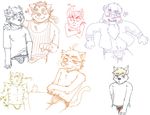  ! &lt;3 ?! angry anthro bear blonde_hair blush bulge canine cat chest_tuft clothing crossed_arms drooling eyewear feline fur glasses hair hotoshuken male mammal panties pubes saliva simple_background standing tiger tuft underwear whiskers white_fur wolf 