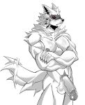 annoyed anthro arm_tuft balls biceps blush canid canine canis casual_erection casual_exposure casual_nudity cheek_tuft chin_tuft claws crossed_arms death_(puss_in_boots) dreamworks ears_back erection eyebrows facial_markings facial_tuft fluffy fluffy_tail foreskin frown fur fuzzy genitals glans head_markings head_tuft hi_res humanoid_genitalia humanoid_penis looking_aside male mammal markings mask_(marking) neck_tuft nipples nude pecs penis pivoted_ears pubes puss_in_boots_(franchise) red_eyes retracted_foreskin s4tanichound shoulder_tuft shy simple_background solo standing tail tail_motion tailwag thick_penis tuft vein veiny_muscles veiny_penis white_background white_body white_fur wolf