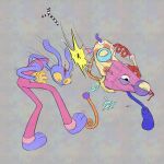 2025 20daysapple ambiguous_gender animate_inanimate anthro attack attacking_another barefoot blood bodily_fluids clothing dark_humor detachable detachable_head digital_drawing_(artwork) digital_media_(artwork) duo feet glitch_productions gloves grey_background handwear head_injury hi_res humanoid humor improvised_weapon jax_(tadc) lagomorph leporid living_toy male mammal modular motion_lines multicolored_body overalls parody pink_clothing pink_overalls purple_body rabbit rabbit_ears shape_head simple_background the_amazing_digital_circus wounded yellow_clothing yellow_gloves yellow_handwear yellow_sclera zooble_(tadc)