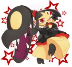 2025 2_toes 3_fingers absurd_res accessory alternative_fashion babymetal bangs belt black_body black_clothing black_dress chain clothing dress earpiece electronics eyelashes feet female fingerless_gloves fingers frilly frilly_clothing frilly_dress generation_3_pokemon gloves gloves_(marking) goth gothic_lolita hair_accessory hair_mouth handwear hi_res humanoid j-fashion lolita_(fashion) looking_at_viewer looking_back markings mawaifu mawile microphone nintendo one_eye_closed one_leg_up open_mouth open_smile pokemon pokemon_(species) pseudo_hair raised_leg rear_view red_clothing red_dress red_eyes sharp_teeth simple_background smile soles solo star teeth toes white_background yellow_body