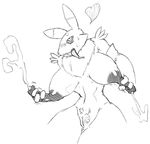  &lt;3 big_breasts big_nipples black_and_white black_sclera blush breasts canine digimon drooling erect_nipples female fox lactating line_art mammal milk monochrome nipples nude open_mouth plain_background pussy renamon saliva snakegood solo sweat tongue what white_background 
