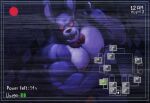 2014 abs animated animatronic anthro athletic biceps big_muscles blood bodily_fluids bonnie_(fnaf) bow_(feature) bow_tie camera_view cursedmarked english_text five_nights_at_freddy&#039;s fur gesture hand_gesture huge_muscles lagomorph leporid looking_at_viewer machine male mammal muscular muscular_anthro muscular_male nipples open_mouth pecs pink_eyes pointing purple_body purple_fur rabbit recording robot scottgames solo static teeth text tongue vein