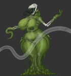 absurd_res anthro areola big_breasts bone breasts female hi_res khemmmis not_furry nude simple_background skeleton slime solo teeth thick_thighs tongue tongue_out undead