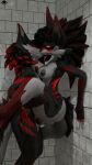 3d_(artwork) 4k 9:16 absurd_res anthro big_breasts blender_(artwork) blush bottomwear breasts butt canid canid_demon canine clothing demon detailed_background digital_media_(artwork) duo eyeliner eyes_closed female freckled_arms freckled_breasts freckled_butt freckled_chest freckled_face freckled_legs freckled_shoulders freckled_thighs freckles french_kissing from_front_position hand_in_pants hand_on_butt hand_on_hip hand_on_shoulder hellhound hi_res highlights_(coloring) hound_(hound_helldan) hound_helldan hybrid incest_(lore) jennifer_(hound_helldan) kinktober kissing makeup male male/female mammal markings mother_(lore) mother_and_child_(lore) mother_and_son_(lore) mythological_canine mythological_creature mythology novabeast pants parent_(lore) parent_and_child_(lore) parent_and_son_(lore) penetration red_eyeliner red_eyes red_highlights sex shower shower_sex son_(lore) stand_and_carry_position standing standing_sex vaginal vaginal_penetration watermark