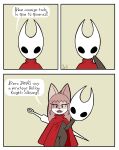 absurd_res anthro biped black_eyes black_text breasts calico_cat clothed clothing comic cosplay costume crossover crossover_cosplay dialogue disguise domestic_cat english_text exclamation_point eyelashes felid feline felis female hair hi_res hollow_knight_(franchise) hornet_(hollow_knight) humor mammal mask melee_weapon mr_harinezumi noremi open_mouth open_smile parody sharp_teeth simple_background smile solo spanish_text speech_bubble standing talking_to_viewer team_cherry teeth text tongue translation_request weapon weapon_on_back