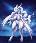  2017 anthro big_breasts breasts claws dragon female fur furred_dragon legendary_pok&eacute;mon murasuke nintendo nipples nude pok&eacute;mon pussy reshiram scalie solo video_games white_fur 