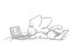  anthro bed bittersweet_candy_bowl breasts butt cat clothed clothing computer epilepticgerbil feline female fur laptop lying mammal nude screen shorts sketch solo sue_(bcb) teenager webcomic young 