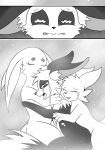 2023 anthro big_ears black_body black_fur bodily_fluids comic crying dialogue dipstick_tail english_text family featureless_chest female flat_chested fluffy_chest fur group guardian_spirit hooves hug hybrid inner_ear_fluff long_ears long_tail male markings microsoft moki_(species) monochrome multi_ear multicolored_body multicolored_fur nude open_mouth ori_(series) paws snout speech_bubble tail tail_markings tears tears_of_joy text tuft two_tone_body two_tone_fur vavacung white_body white_eyes white_fur xbox_game_studios