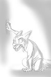  2017 akiric anthro bared_teeth canine clothed clothing disney fox greyscale leaning male mammal monochrome nick_wilde scowl slit_pupils solo zootopia 