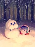  2others aruco_co forest highres ice_kirby kirby kirby_(series) kirby_and_the_forgotten_land mr._frosty multiple_others nature red_footwear smile snow snowing snowman tree 