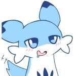 1:1 2024 alpha_channel ambiguous_gender animated blue_body blue_eyes blue_fur blue_markings blush bodily_fluids cheek_tuft chillet derp_eyes derpy digital_media_(artwork) drooling facial_tuft feral flong fur loop low_res markings motion_lines open_mouth pal_(species) palworld pocketpair saliva solo sticker_pack tail tail_motion tailwag tuft