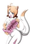 alpha_channel ambiguous_gender animate_inanimate anthro biped blue_eyes blush canid canine canis colored ear_tuft featureless_crotch fur gloves_(marking) hair hi_res hollow_body inviting living_clothing living_costume living_fursuit looking_at_viewer mammal markings nude orange_body orange_fur orange_hair remi_(vandon) simple_background solo standing tentacle_suit tentacles tongue tongue_out transparent_background tuft unusual_anatomy vanron white_body white_fur wolf