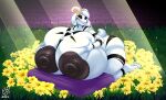 anjuneko anthro areola asriel_dreemurr_(god_form) badgerben big_areola big_breasts big_butt big_nipples black_areola black_nipples black_sclera boss_monster_(undertale) bovid breasts butt caprine cornchip21 crossgender female flower goat hand_on_breast hi_res horn huge_breasts hyper hyper_breasts kneeling looking_at_viewer mammal markings mtf_crossgender nipples nude plant red_eyes smile solo thick_thighs undertale undertale_(series) white_body