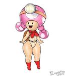  backpack boots clothed clothing female footwear gray_impact humanoid mammal mario_bros nintendo not_furry open_mouth short_stack simple_background smile solo standing toad_(mario) toadette tongue video_games white_background wide_hips 