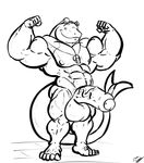  anthro balls cetacean dolphin flexing greyscale half-erect hyper hyper_penis looking_at_viewer male mammal marine monochrome muscular nipples penis solo standing uncut uniparasite 