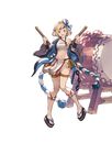  blonde_hair breasts brown_eyes cleavage collarbone djeeta_(granblue_fantasy) drum drum_master_(granblue_fantasy) drumsticks full_body fundoshi granblue_fantasy hachimaki headband holding instrument japanese_clothes looking_at_viewer medium_breasts midriff minaba_hideo navel nejiri_hachimaki official_art open_mouth pelvic_curtain sandals sarashi short_hair smile solo taiko_drum taiko_sticks thigh_strap transparent_background wide_sleeves 