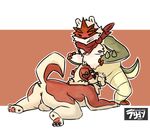  2017 anthro balls blush canine chesnaught digital_media_(artwork) dog duo erection fur hi_res humanoid_penis male male/male mammal nintendo nipples nude oral penetration penis pok&eacute;mon raburi raburigaron saint_bernard sex simple_background slightly_chubby teeth video_games white_fur zesty 