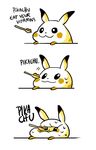  :3 ambiguous_gender dialogue english_text humor mammal nintendo not-a-comedian pikachu pok&eacute;mon rodent sequence simple_background solo spoon sweat text unseen_character video_games white_background 