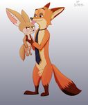  2017 balls blush brokenfacade canine clothed clothing disney embarrassed finnick fox fur gradient_background licking male male/male mammal necktie nick_wilde nude orange_fur partially_clothed penis simple_background tan_fur tapering_penis tongue tongue_out tsundere uncut zootopia 