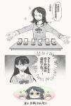  2girls bang_dream! bang_dream!_it&#039;s_mygo!!!!! black_hair blush chinese_text closed_eyes criangle_k. dress hanasakigawa_school_uniform highres jewelry long_hair long_sleeves marriage_proposal mole mole_under_eye multiple_girls multiple_rings neck_ribbon open_mouth partially_colored ribbon ring sailor_collar sailor_dress school_uniform shiina_taki sweatdrop translation_request u_u yahata_umiri yuri 