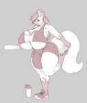  2017 anthro balls big_balls big_breasts boosterpang breasts butt canine clothed clothing dickgirl erect_nipples exercise fox hi_res huge_breasts hyper hyper_breasts intersex mammal nipples smile tek wide_hips workout 