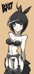  1girl bigdead93 black_hair breasts cleavage creepy_susie goth gothic lingerie short_hair solo the_oblongs thighhighs 