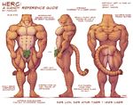  2011 anthro areola blue_eyes butt clothed clothing feline herc_the_liger hybrid leaf leaf_clothing liger lion mainlion male mammal model_sheet muscular muscular_male nipples partially_clothed solo text tiger 
