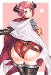  animal_ears ass boots breasts cow_ears cow_horns draph earrings eno_yukimi gigantic_breasts granblue_fantasy horns jewelry plump short_hair solo_focus sturm_(granblue_fantasy) thick_thighs thigh_boots thighhighs thighs 
