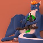  2017 3d_(artwork) 4_fingers against_wall anal anal_knotting anal_penetration animal_genitalia animal_penis animated balls black_skin blue_eyes blue_skin brown_background claws cum cum_in_ass cum_inside digital_media_(artwork) dragon equine equine_penis erection fan_character forked_tongue fully_knotted green_hair hair handjob hooves horn horse interspecies knot knotting lying male male/male mammal multicolored_skin my_little_pony no_sound nyama on_back orange_eyes penetration penis percy_technic pony scalie sex simple_background size_difference smile snout tongue unicorn white_skin wings 