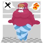  &lt;3 alpha_channel big_breasts border breasts brown_hair clothing doodlewill fork gormet_guy grey_background hair hat huge_breasts knife legwear mario_bros mask mega_shroom nintendo rosy_cheeks shygirl shyguy simple_background slightly_chubby stockings sweater video_games white_border 