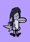 anthro clothing daniela_sanchez fan_character female fish footwear gills grey_body haboncato hybrid marine mario_bros meme nintendo shark shark_tail shoes slippers solo trans_(lore) trans_woman_(lore) yoshi_(character)