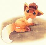  2014 ambiguous_gender brown_eyes brown_fur brown_nose cute feral fur grass looking_at_viewer lying nintendo on_side pawpads paws pok&eacute;mon rag._(artist) solo tongue tongue_out video_games vulpix white_fur 