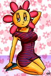  dress flower high_heels i_am_jemboy kneeling parappa_the_rapper pose smile sunny_funny 