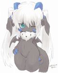 artist_request furry one_eye_closed teal_eyes white_hair 