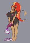  anthro areola balls big_breasts big_penis blush breasts condom cum dickgirl fan_character filled_condom grey_background hair holding_penis huge_breasts humanoid_penis intersex liveforthefunk nintendo nipples nude penis pok&eacute;mon ponytail pyroar red_hair simple_background solo uncut video_games wearing_condom yvonne_(1uped-art) 