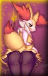  2017 absurd_res anthro anus areola big_breasts big_butt black_fur black_nose blush braixen breasts butt canine clitoris digital_media_(artwork) e-01 eyebrows eyelashes female fire fox fur grey_fur hair half-closed_eyes hi_res inner_ear_fluff looking_at_viewer looking_back mammal multicolored_fur nintendo nipples nude orange_fur pok&eacute;mon pussy red_eyes red_fur seductive shadow simple_background smile solo stick thick_thighs two_tone_fur video_games white_fur yellow_fur 
