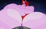 2020 anthro big_butt biped butt canid canine canis clothed clothing collar colored digital_drawing_(artwork) digital_media_(artwork) fur hair huge_butt looking_back macro male mammal mkvero pink_body pink_fur planet rear_view red_collar red_hair shaded smile solo space star tail terra_macro thick_thighs underwear underwear_only vero_(mkvero) wide_hips wolf