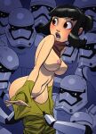  black_hair blush breasts captured clothes_pull embarrassed gao23 highres humiliation navel nipples no_bra no_panties non-web_source nude open_mouth pubic_hair rose_tico star_wars star_wars:_the_last_jedi stormtrooper undressing 