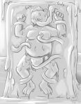 absurd_res anthro azure_(pupblueslut) bear bound bulge changed_(video_game) chastity_device giant_panda hi_res hive latex living_latex male mammal null_bulge permanent_bondage permanent_chastity_device pillar riggedreded sketch solo swallowing trapped white_latex