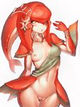  :o blush breasts fins fumio_(rsqkr) hips looking_at_viewer mipha monster_girl navel nipples parted_lips pussy red_eyes red_skin simple_background small_breasts solo the_legend_of_zelda the_legend_of_zelda:_breath_of_the_wild thigh_gap thighs white_background zora 