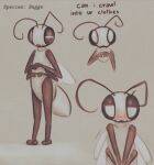 2_toes ambiguous_gender antennae_(anatomy) anthro arthropod big_eyes blush english_text fangs feet hi_res looking_at_viewer miii_cho multi_arm multi_limb one_eye_closed semi-anthro solo teeth text toes wink