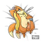  anthro digital_media_(artwork) erection floatzel fur hi_res looking_at_viewer male mammal nintendo nipples nude open_mouth penis pok&eacute;mon raburigaron simple_background slightly_chubby solo video_games 
