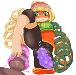  arms_(game) artificial_vagina barefoot beanie bike_shorts blonde_hair cameltoe chinese_clothes green_eyes hat leggings man0. mask min_min_(arms) penis pussy_juice short_hair solo_focus 