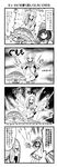  4koma bag beanie comic gen_7_pokemon greyscale handbag hat highres kingin long_hair matsurika_(pokemon) mizuki_(pokemon) monochrome multiple_girls open_mouth pokemon pokemon_(creature) pokemon_(game) pokemon_sm shiinotic shirt short_hair short_sleeves shorts tied_shirt translation_request trial_captain v wishiwashi z-move z-ring 