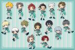  6+boys :d ^_^ black_hair blonde_hair blue_eyes blue_hair blush brown_eyes brown_hair chibi chibi_only closed_eyes colored_tips commentary_request copyright_name copyright_notice crossed_legs enjoji_michiru facial_hair goatee_stubble green_eyes green_hair grey_hair grin half_updo hanazono_momohito hazama_michio highres idolmaster idolmaster_side-m indian_style kamiya_yukihiro kashiwagi_tsubasa kimura_ryu kitamura_sora kuzunoha_amehiko looking_at_viewer maita_rui male_focus mayumi_eishin multicolored_hair multiple_boys mustache_stubble official_art one_eye_closed red_hair sakuraba_kaoru seiza short_hair sitting smile smirk stubble takajo_kyoji tendo_teru two-tone_hair uchikoshi2525 v v-shaped_eyebrows watanabe_minori white_hair yamashita_jiro 