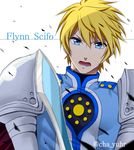  1boy armor blonde_hair blue_eyes cape flynn_scifo open_mouth short_hair tales_of_(series) tales_of_vesperia 