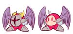  ambiguous_gender armor boots cilvia_mirell clothing feathered_wings feathers footwear galacta_knight horn kirby_(series) mask multiple_scenes nintendo pauldron red_body red_eyes rosy_cheeks simple_background solo video_games waddle_dee waddling_head white_background wings 