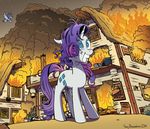  2014 blue_eyes cutie_mark derpy_hooves_(mlp) equine feathered_wings feathers female feral fire friendship_is_magic hair horn insane mammal my_little_pony pegasus pony-berserker purple_hair rarity_(mlp) sad smoke unicorn wings 