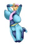  anthro armpits big_breasts blonde_hair bouncing_breasts breasts brown_fur clitoris clothing crash_bandicoot_(series) digital_media_(artwork) elbow_pads female full_body fur hair hat huge_breasts jumpsuit kemono knee_pads legs_together legs_up long_hair looking_away mammal marsupial multicolored_fur nipple_bulge opossum pasadena_o&#039;possum pigtails pink_nose purple_eyes pussy raised_arm scarf simple_background solo tan_fur tatsumi_(artist) tight_clothing video_games voluptuous white_background 